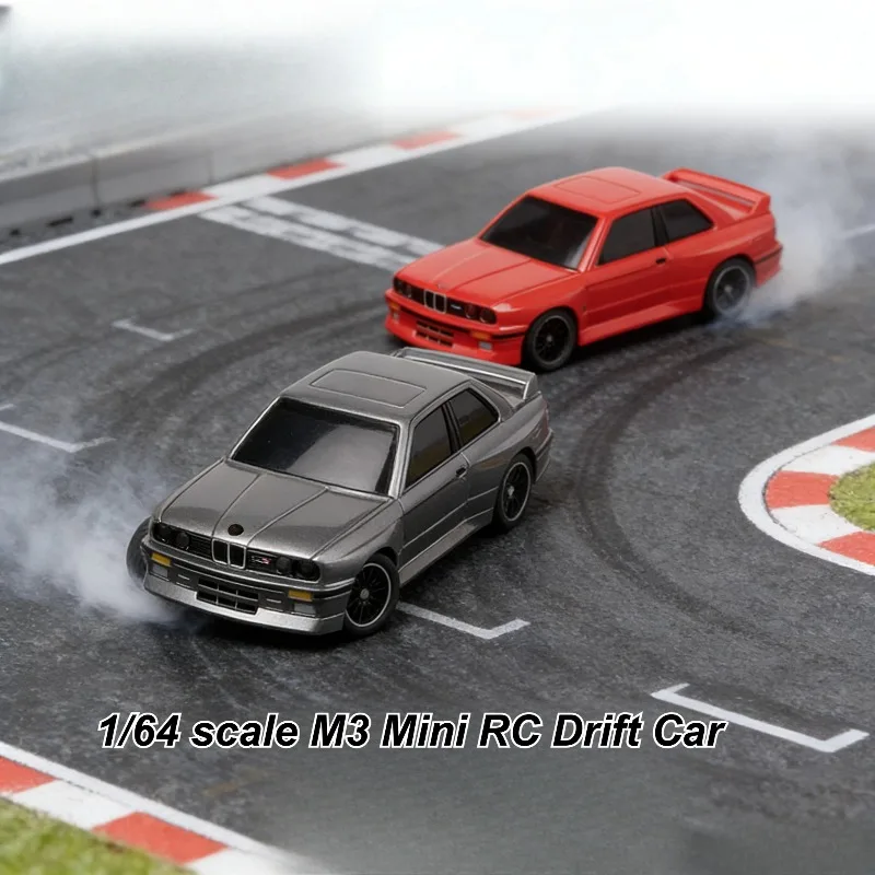 KABOLTE 1/64 Scale M3 Mini Simulation RC Drift Car 2.4G Remote Control Cool LED Lights Hard Shell Body Remote Control Toy Model