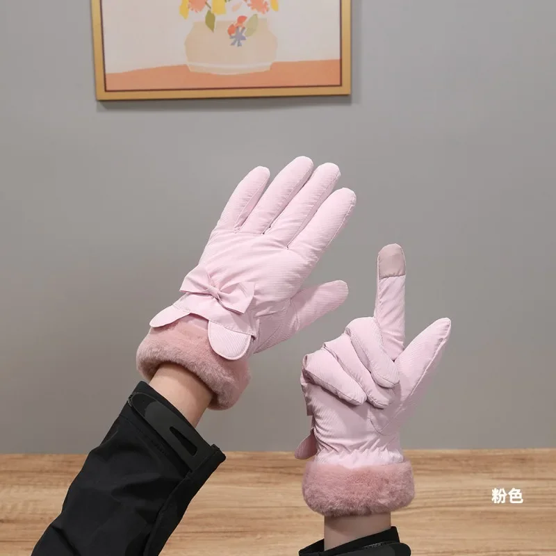 Зимние перчатки женские велосипедные теплые флисовые морозостойкие ветрозащитные водонепроницаемые велосипедные теплые уличные лыжные перчатки для бега