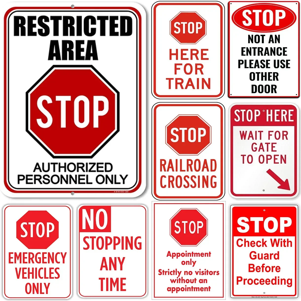 

Stop Warning Metal Tin Signs Wall Posters Plaque Sign Vintage Iron Painting Decoration for Garden Factory Cafe Garage Club Bar