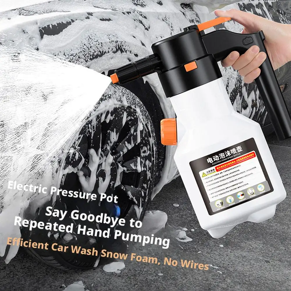 2L Electric Foam Spray Hand-Held Snowflake Foam Nozzle Car Cleaning Spray Cleaning Accessories High-Pressure Car Wash Gun 1/2PCS
