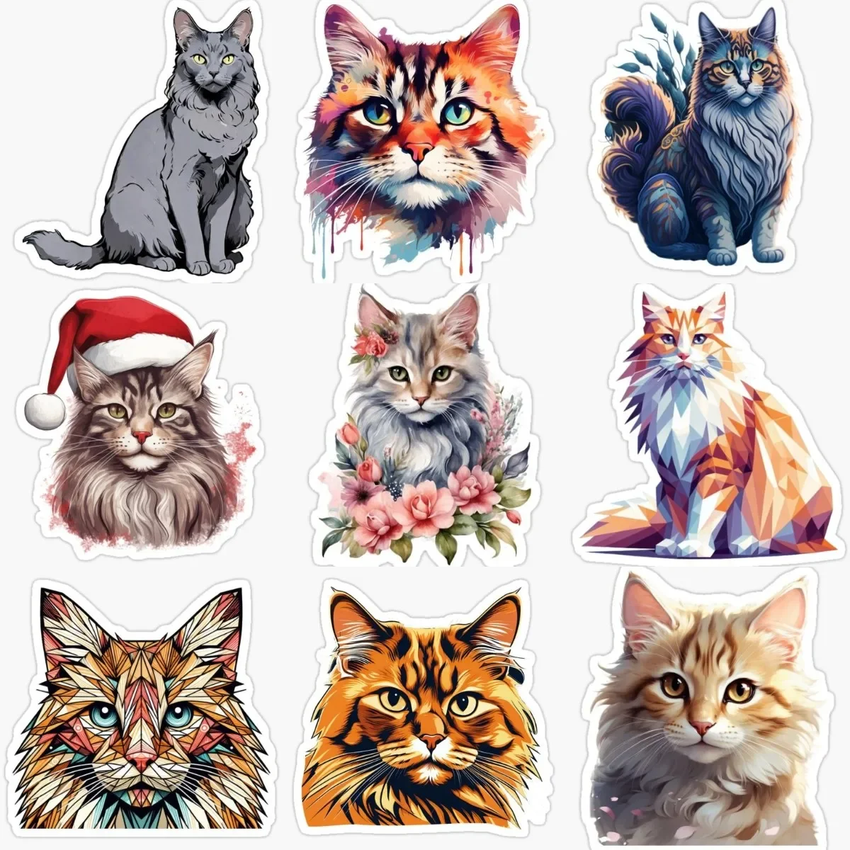 

Maine Coon Cat Cute Pets PVC Waterproof Stickers for Decorate Fridge Window Room Wall Car Van Bicycle Decal Accessories