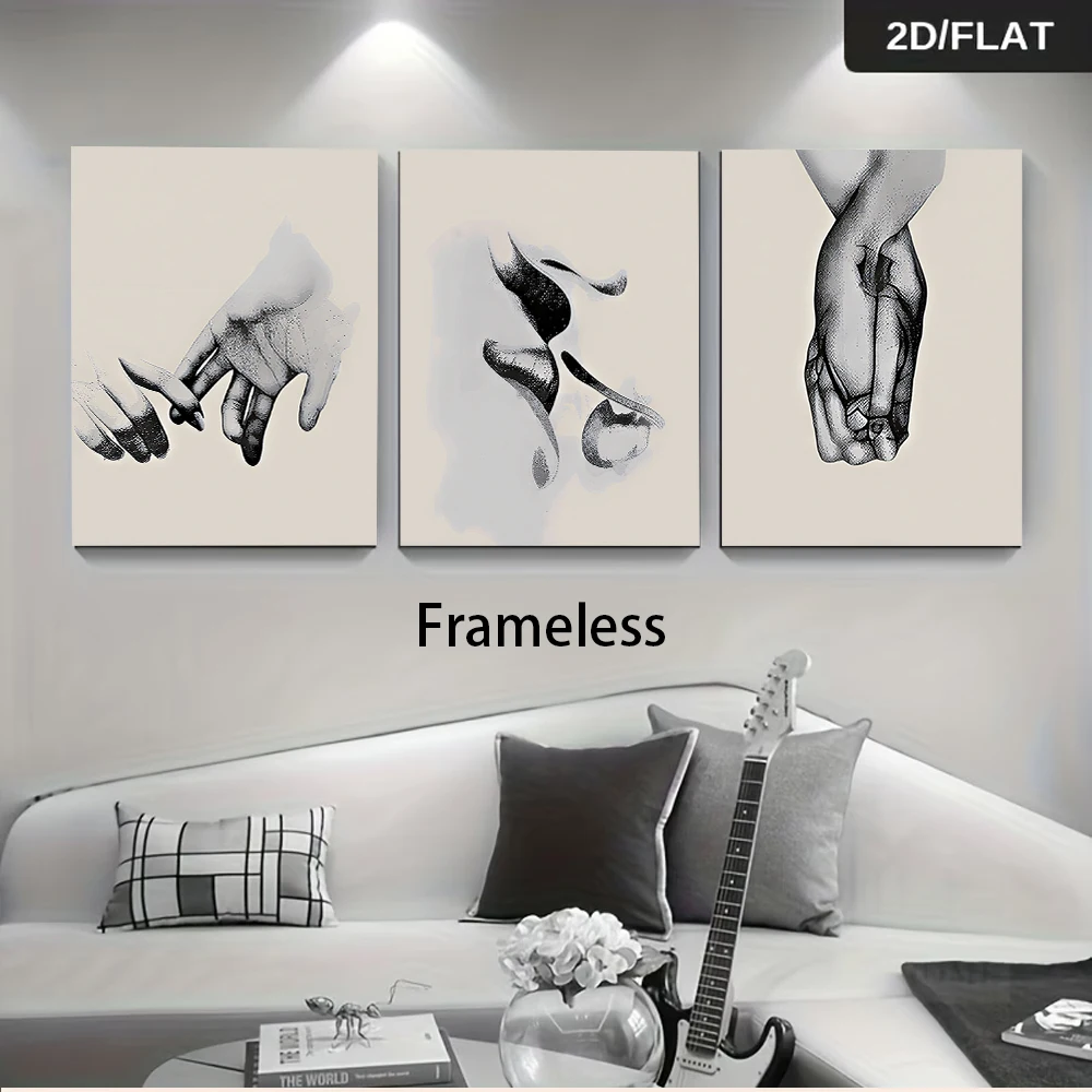 1 set of modern minimalist abstract paintings, triptych frameless decorative paintings, living room, bedroom, sofa, background w