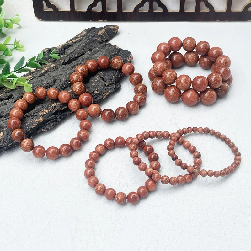 Stone Round Men And Women, Starry Gold Sand Buddha Bead Bracelet, Jade