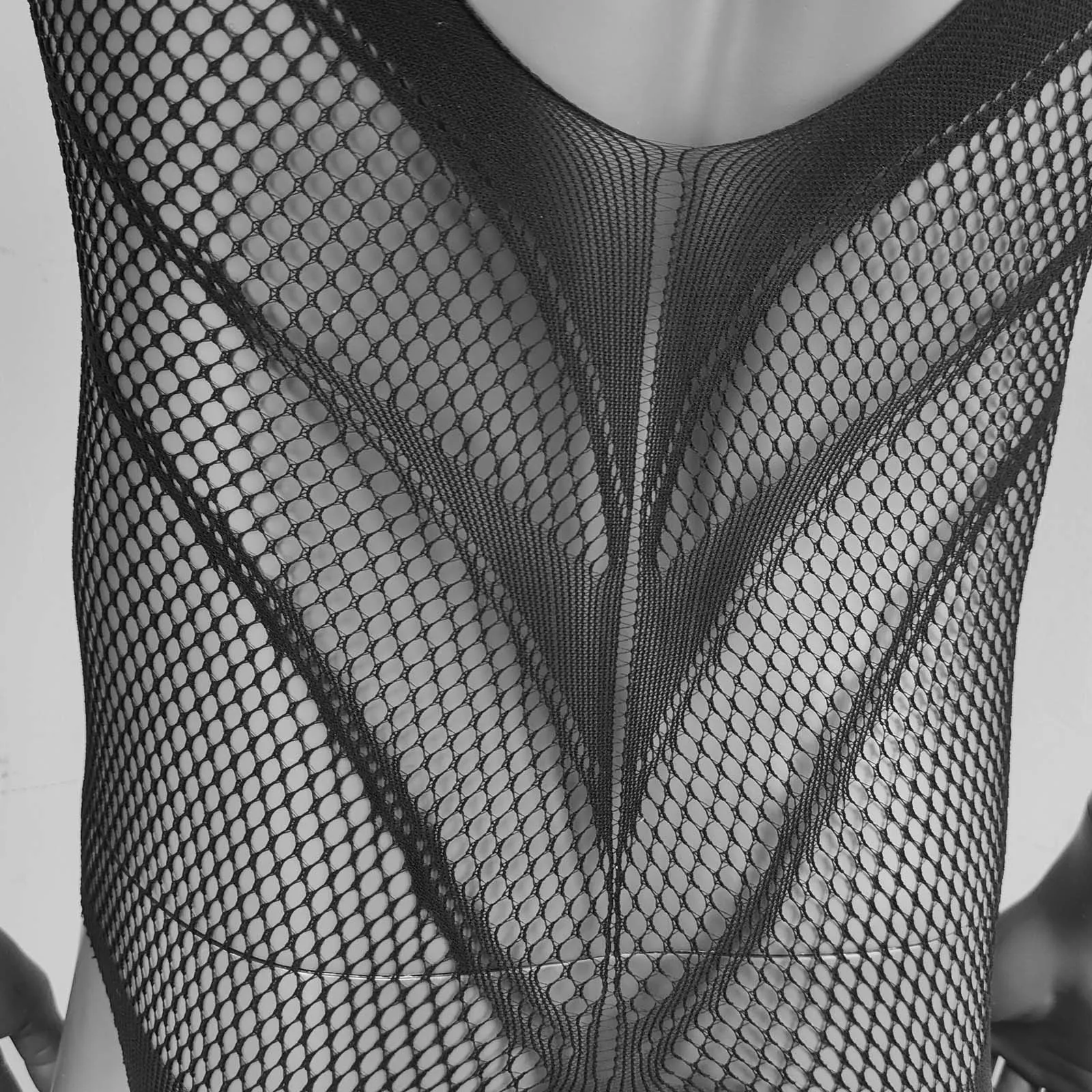 CLEVER-MENMODE Men Sexy Fishnet Bodysuit Jumpsuit Pantyhose Suspender Stockings Crossdress Garter Belt Lingerie Crotchless