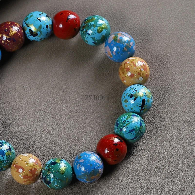 * Bracciale con perline in pietra naturale fatto a mano fai-da-te per bracciale da donna Bracciale con perline di lacca di grandi dimensioni in cristallo energetico di malachite blu, regalo per coppia