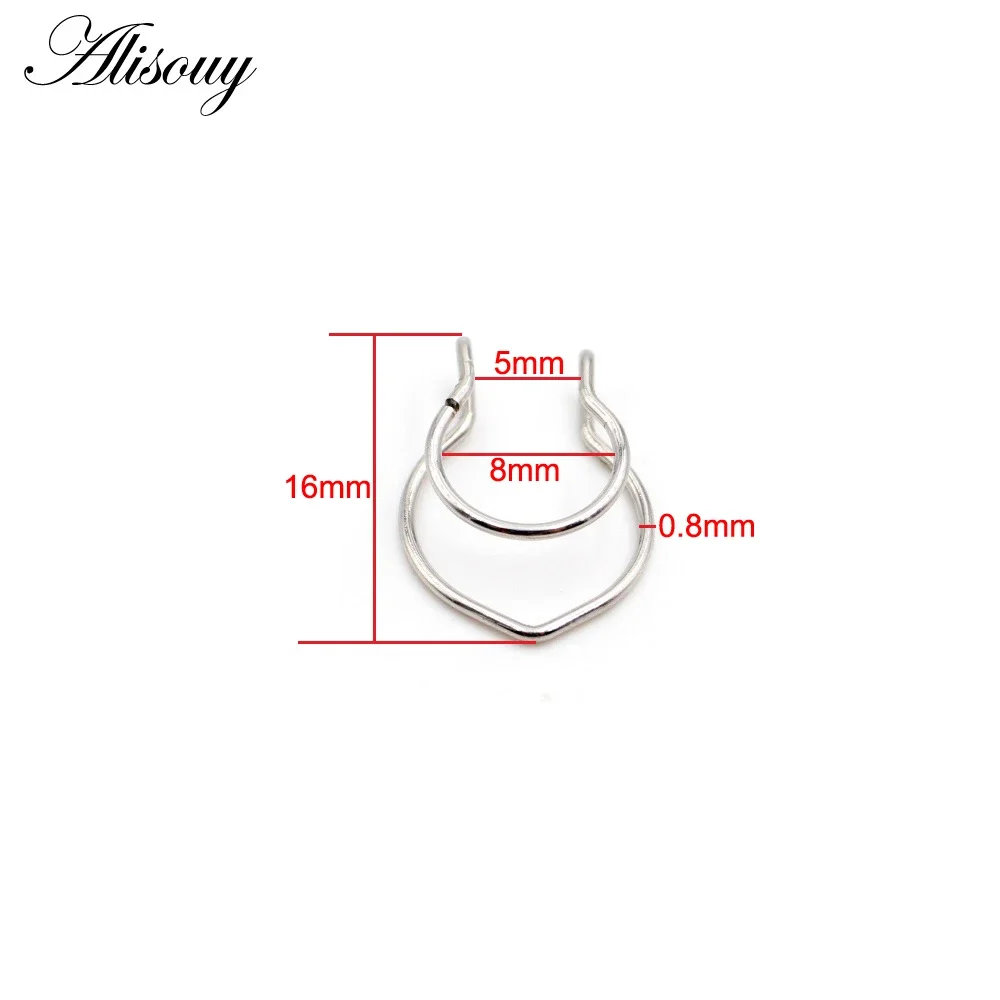 Alisouy 1PC V-Shaped Geometric False Nose Ring False Horseshoe Ring Without Piercing Nose Piercing Jewelry Men Women Nose Ring