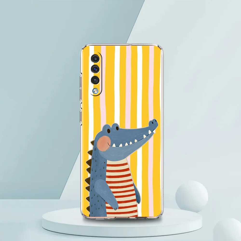 Colorful Striped Animal Crocodile Soft Shell for Samsung Galaxy A57 A56 A37 A36 A26 A16 A12 A20 A22 A30 Transparent Phone Case