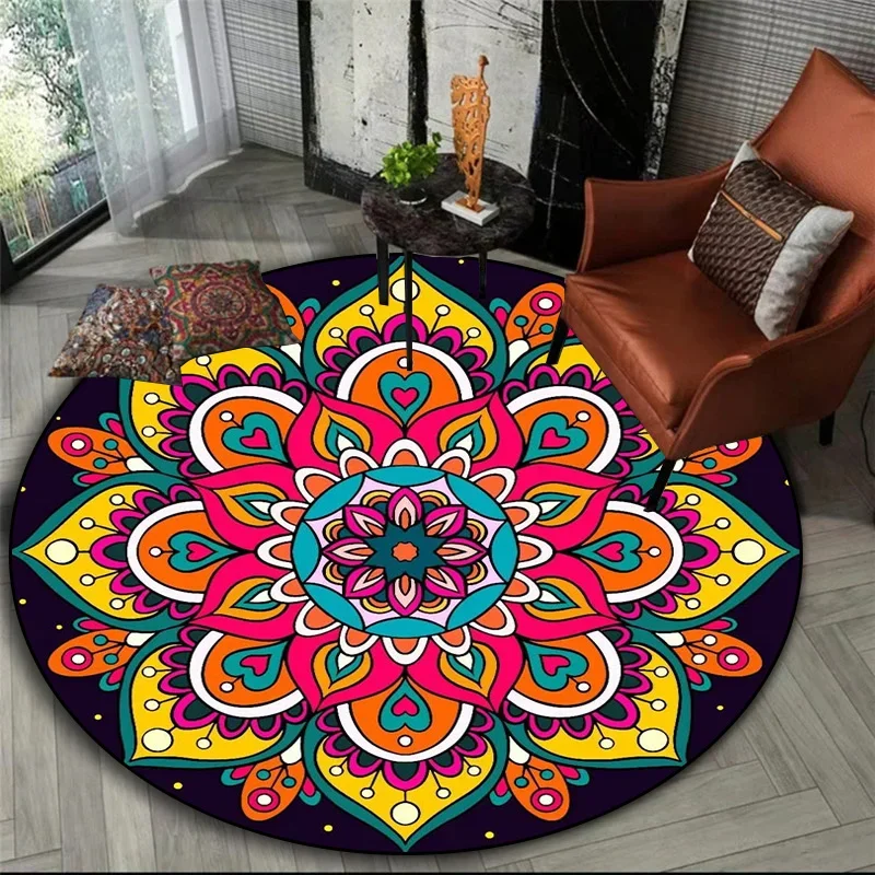 

Богемный Мандала, круглый прикроватный ковер для спальни, подвесная корзина, компьютерное кресло, напольный коврик, коврик для медитации, йоги, украшение