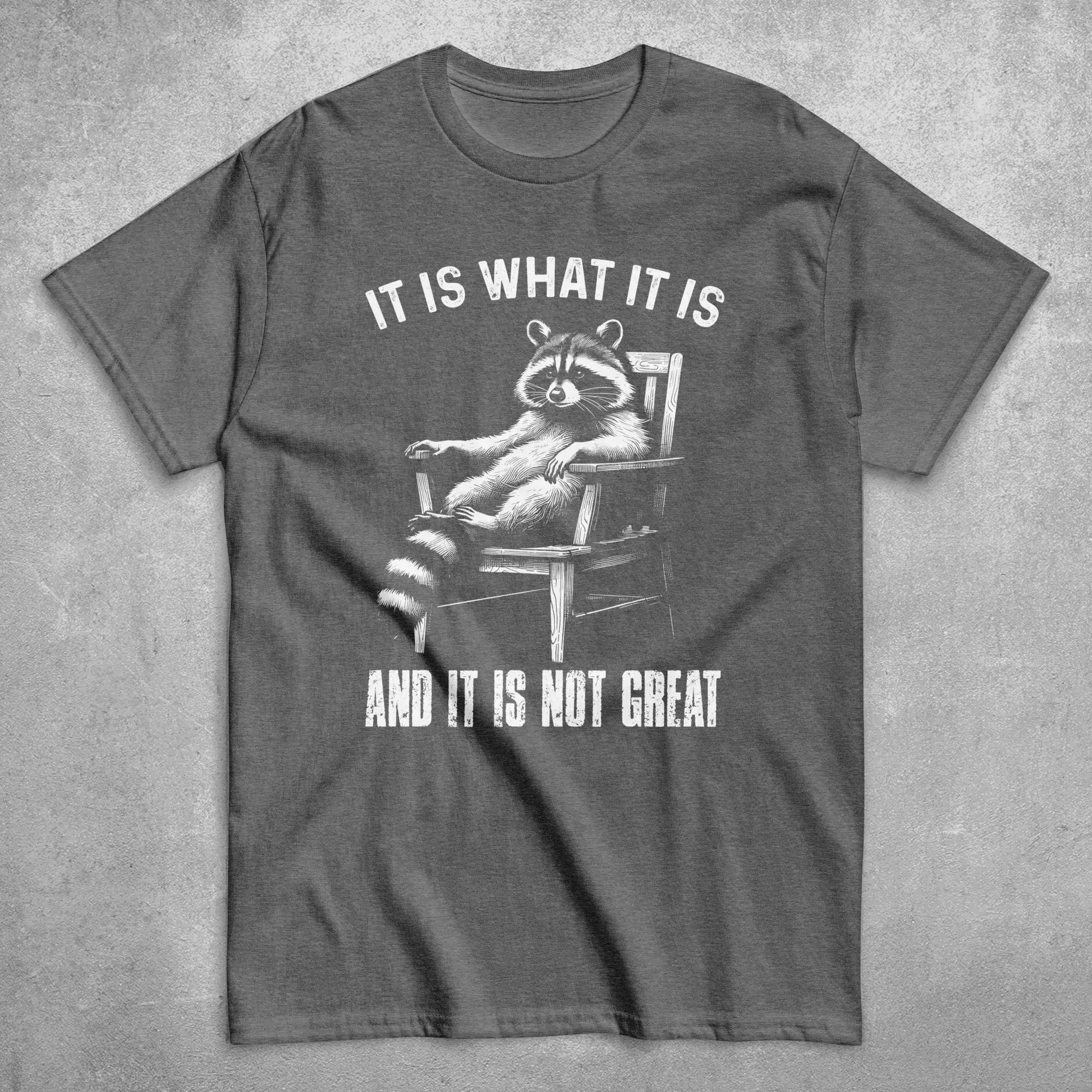 

Футболка «Это что и не великий», забавная, саркастическая, мем с енотом, интроверт, тревога, винтажная