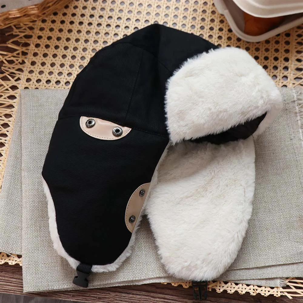 Casual Thickened Ear Protective Hat Solid Color Keep Warm Winter Pilot Hat Korean Style Windproof Women Plush Hat Men 4