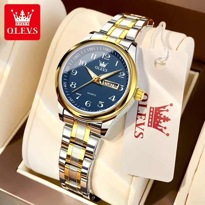 

Olevs 5567 luxury women quartz watch elegant stainless steel watch luminous waterproof week date wristwatch ladies dress watch