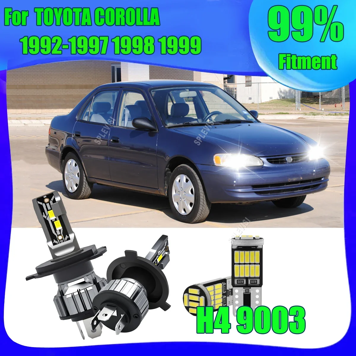 High-Intensity LED 75W H4 Car Headlight High Low for All Weather Work In Condition For TOYOTA COROLLA 1992 1993 1994 1995-1999