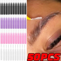 50PCS Mini Eyebrow Brush Portable Brow Perm Brushes Disposable Bendable Micro Eyelash Brow Lifting Brushes Applicators Tools