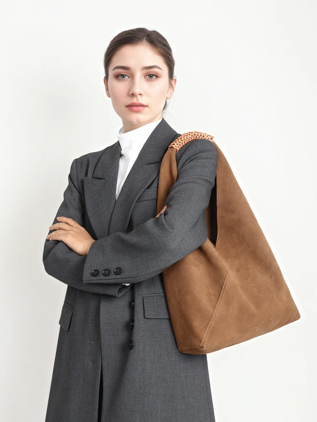 Luxury Leather Women's Shoulder Tote Bag Large Capacity Commuter Armpit Bag Hand-Held Bill of Lading Handbag for Ladies