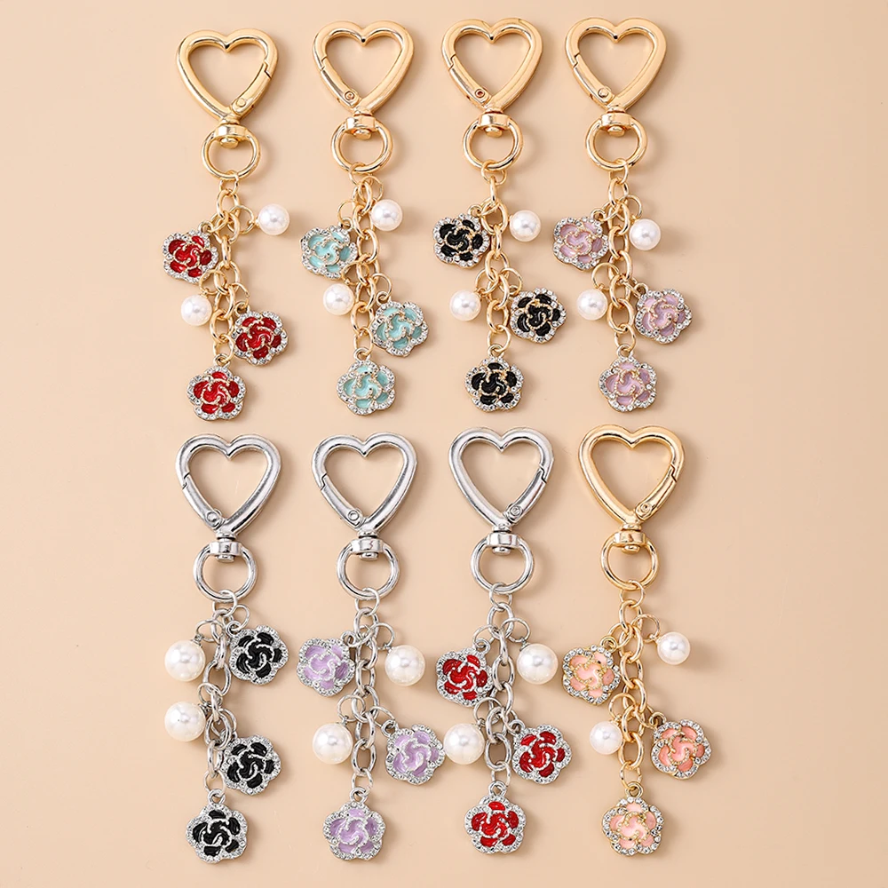 Aihua Schlüsselanhänger in 8 Farben, Y2K-Stil, feine Perlen, Rosenblüten, Schlüsselanhänger für Damen und Mädchen, Handtaschenanhänger, Schlüsselanhänger, Urlaubsschmuck, Geschenke – Detail 1