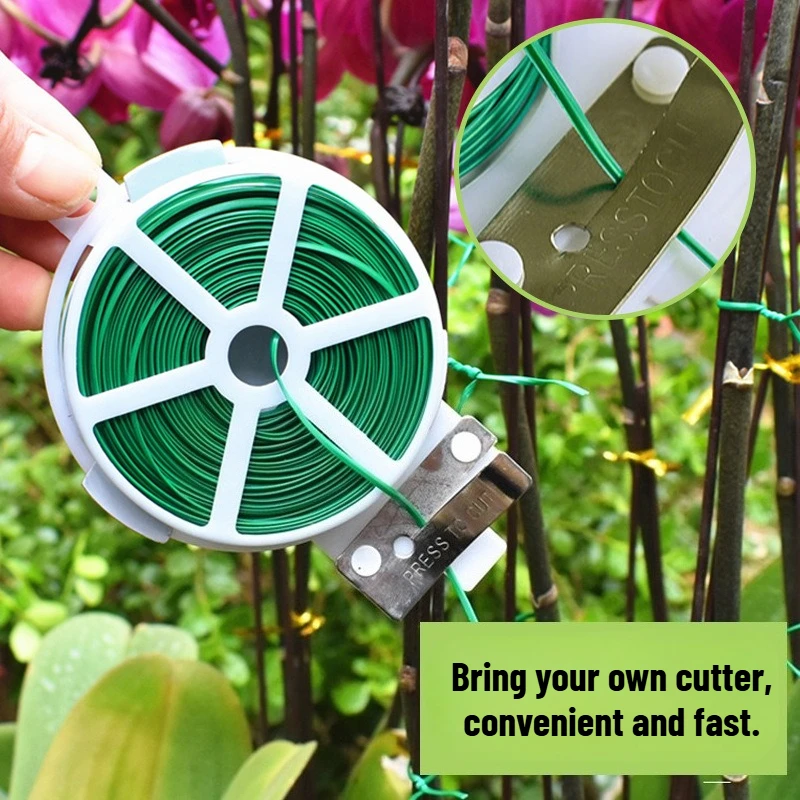 50Meter Garden Plant Twist Ties, Plastic Coated Plant Training Wires, Vine Support Ties with Wire Cutters for Gardening