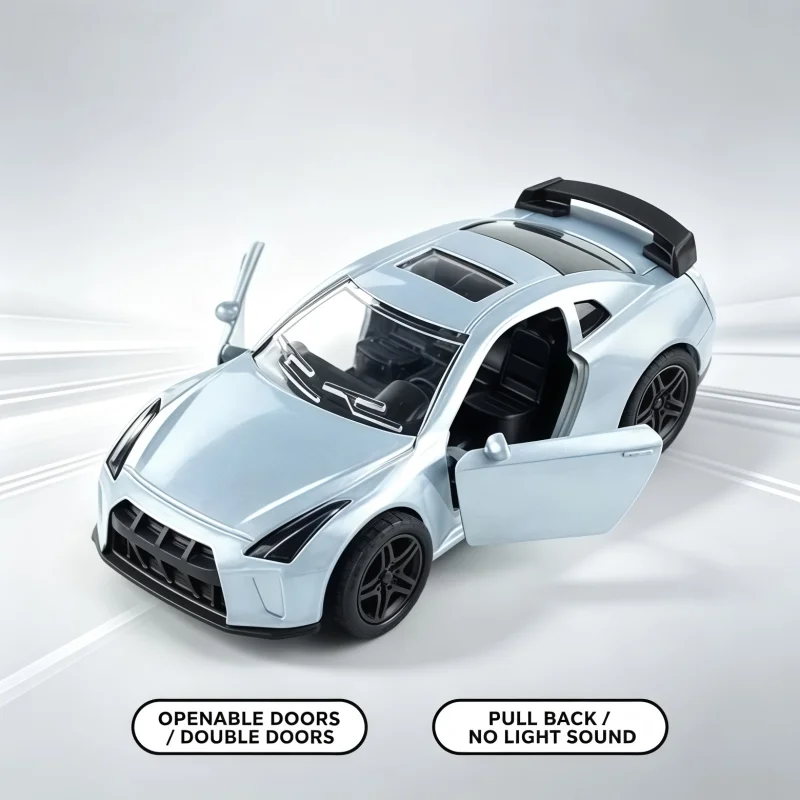 1:36 GTR Alloy Sports Car Model, Return Force Alloy Racing Car, Can Open Door Simulation Car Model, Collectibles and Holiday GIF