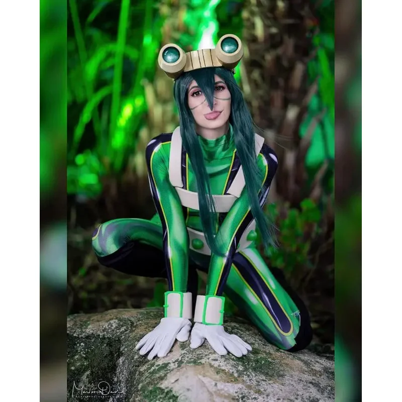 Disfraz de My Hero Academia para Halloween, traje Zentai de Froppy Tsuyu Asi, monos para niñas y niños y adultos