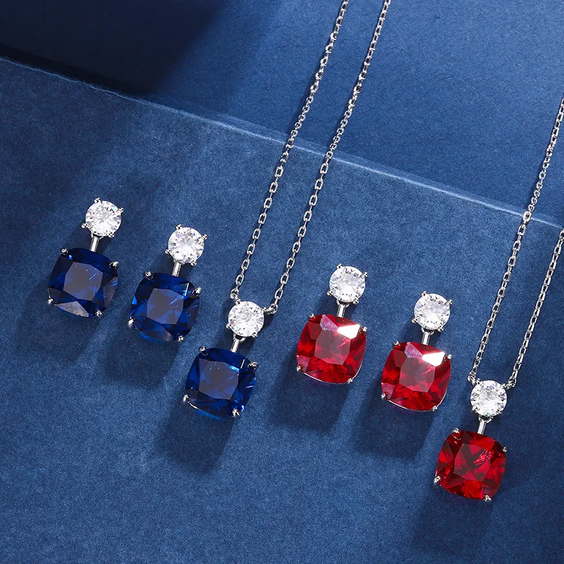 

Jewelry Gold-Plated Pigeon Blood Red Corundum Luna Beige Crystal Retro Elegant Outfit Main Stone