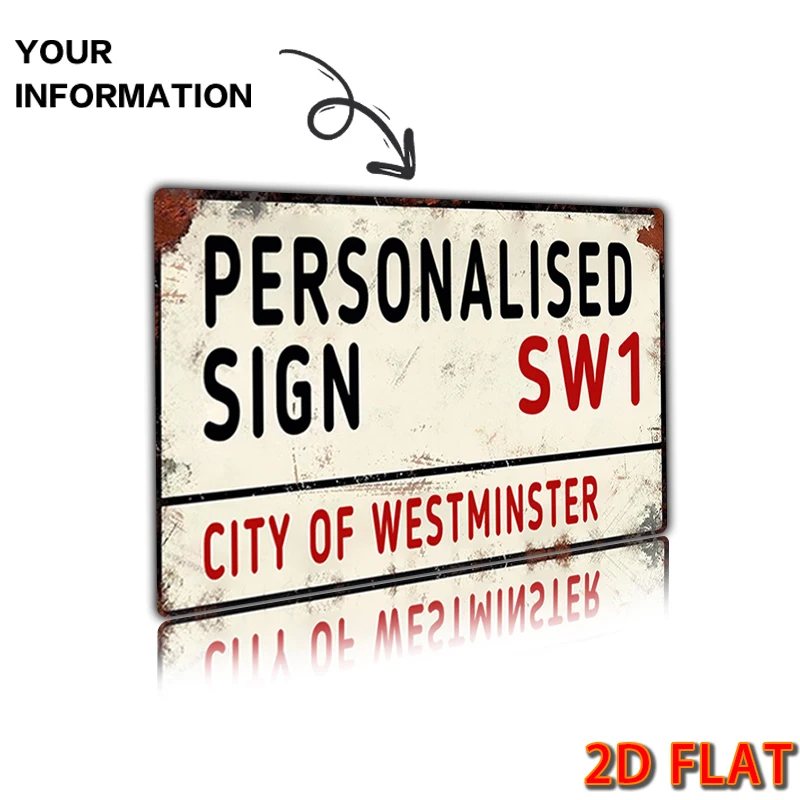 1 PC ส่วนบุคคล Street แผนที่ป้ายผนังประตูอุปกรณ์ตกแต่ง,Retro VINTAGE ป้าย 8x12 นิ้ว