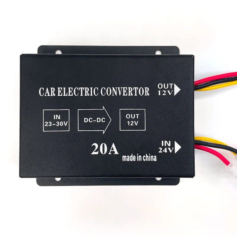 

Преобразователь мощности 20A, 24 В постоянного тока в 12 В, 6 проводов, Электрический Инвертор, редуктор напряжения, понижающий трансформатор для автомобильного стерео сабвуфера