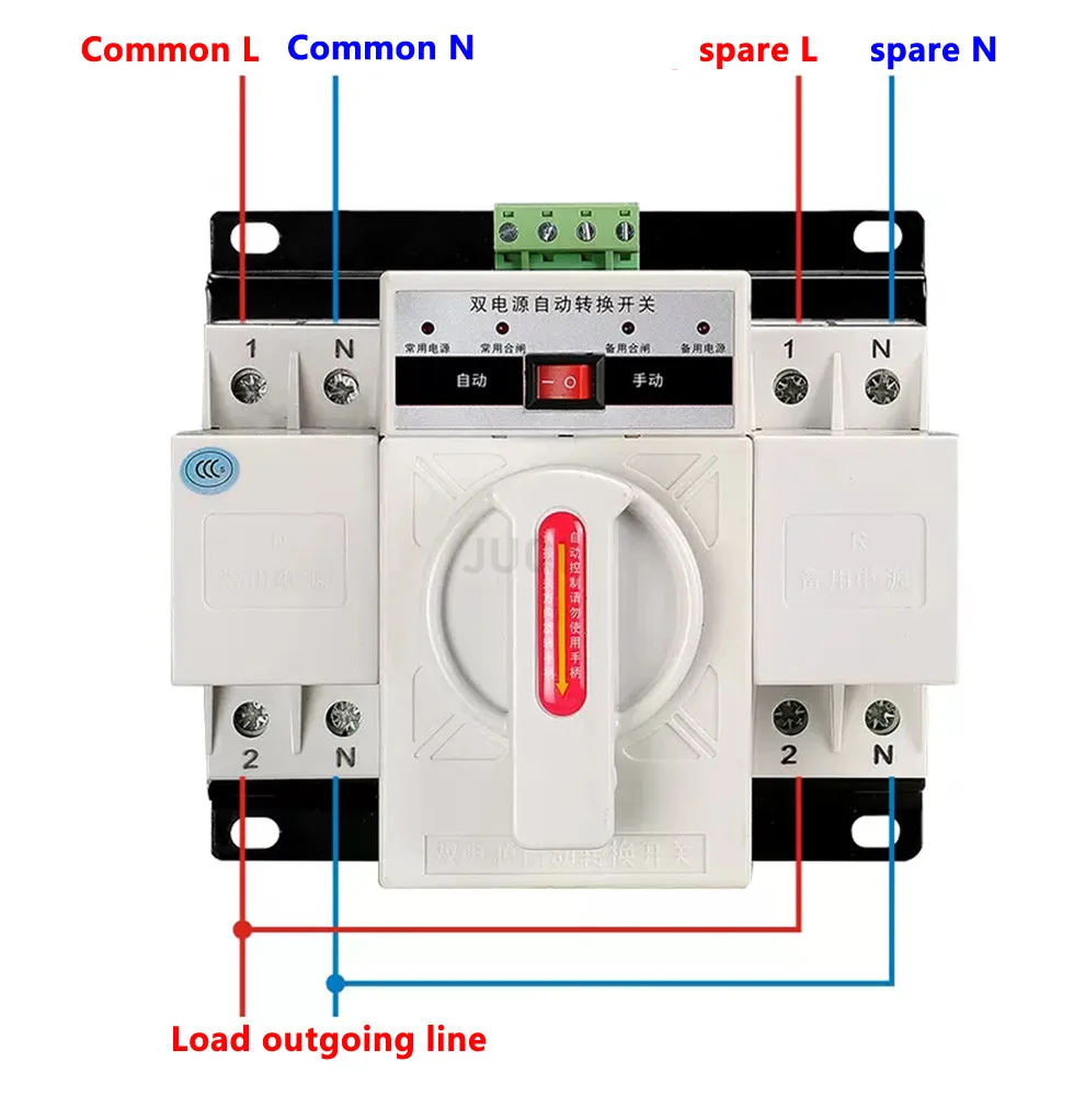 Interruttore di trasferimento automatico a doppia alimentazione 2P per uso domestico monofase 220V 63A controller interruttore di trasferimento