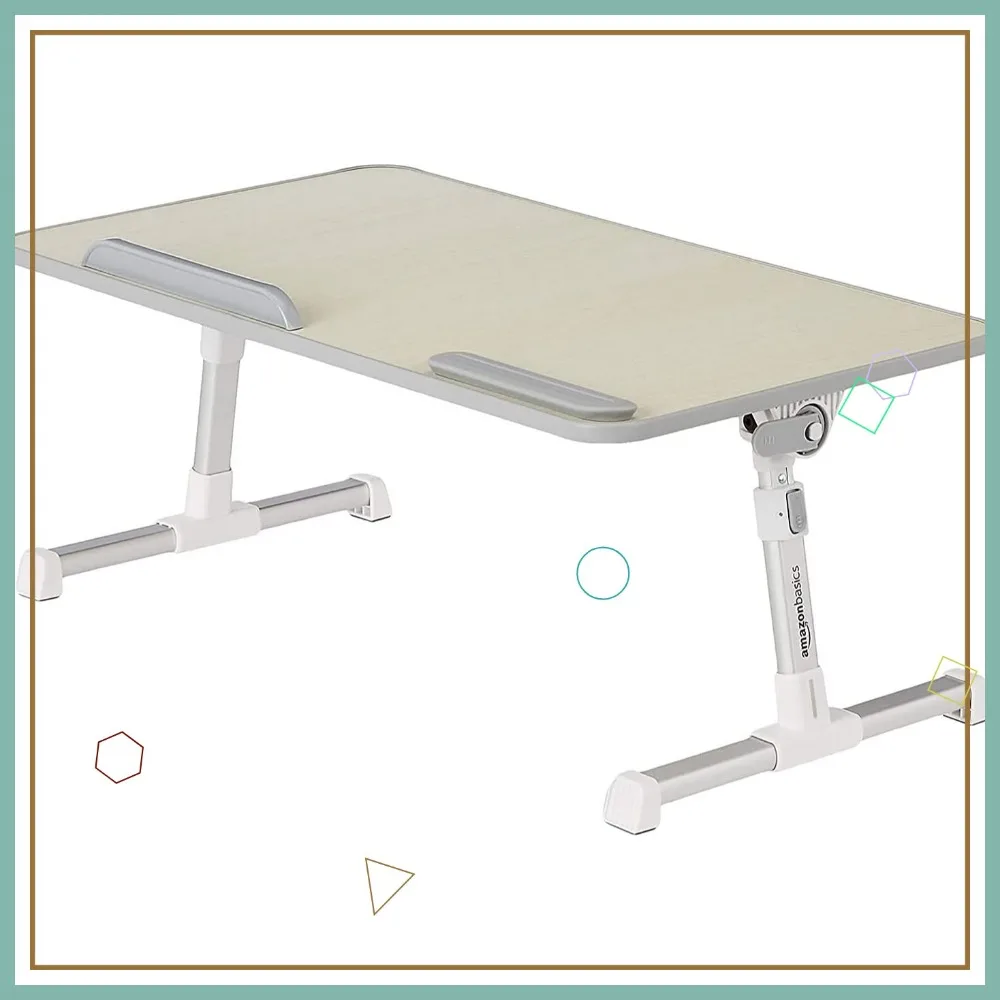 

Adjustable Laptop Tray Table with Height & Angle Control, Fits 17-Inch Devices, Cream Color, Portable Design