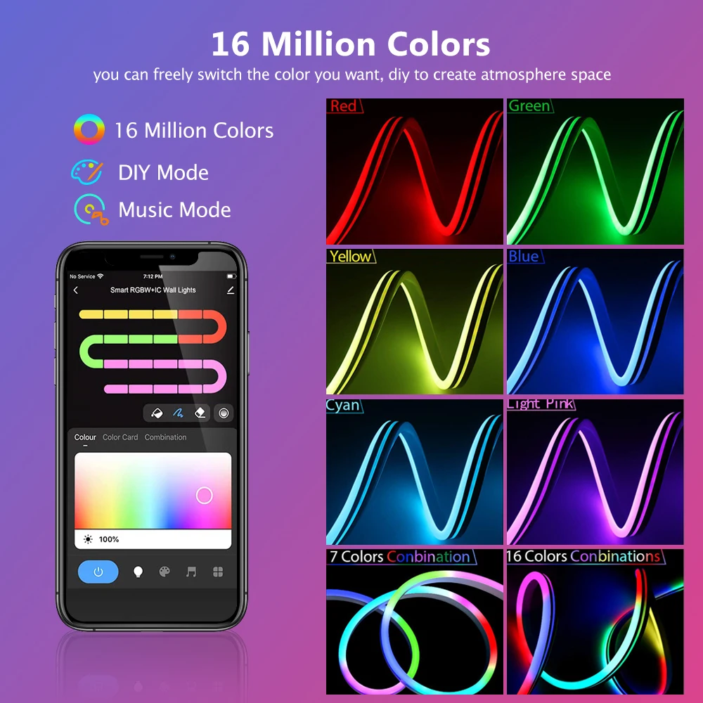 Imagem -05 - Tuya Novo Inteligente Led Luzes de Néon App Faça Você Mesmo Música Sincronização Rgb-dreamcolor Ip68 à Prova Dip68 Água Flexível Pode Ser Escurecido Milhões Cores Diy