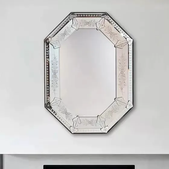 Restaurant Decoration Wall-Mounted Artistic Mirror Venice Retro Style Hotel Bathroom High-Definition Vanity Mirror Customization