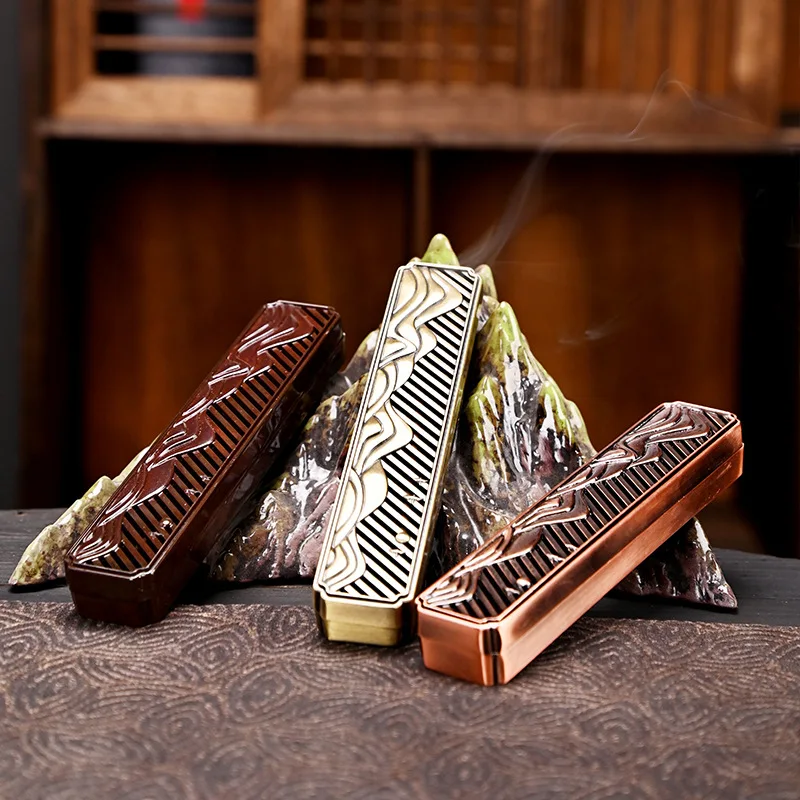 Zinc Alloy Incense Burner/Joss Stick Incense Box Carve Thousand Miles of Rivers Mountains Tea Room StudyroomReligious Products