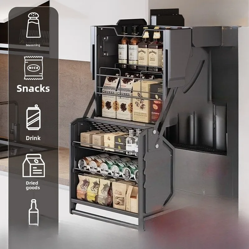 Seasoning Basket Deepening Storage Rack Hanging Cabinet Lift Basket Kitchen