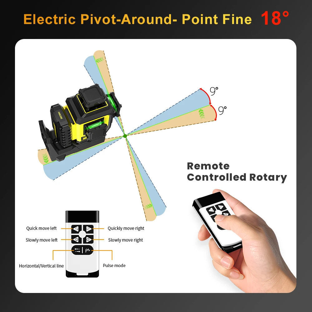 FIRECORE F95T-XG 12 Line 3D Green Laser Level 360 Rechargeable Li-ion Battery Self-Leveling nivel láser Integrated L-Bracket