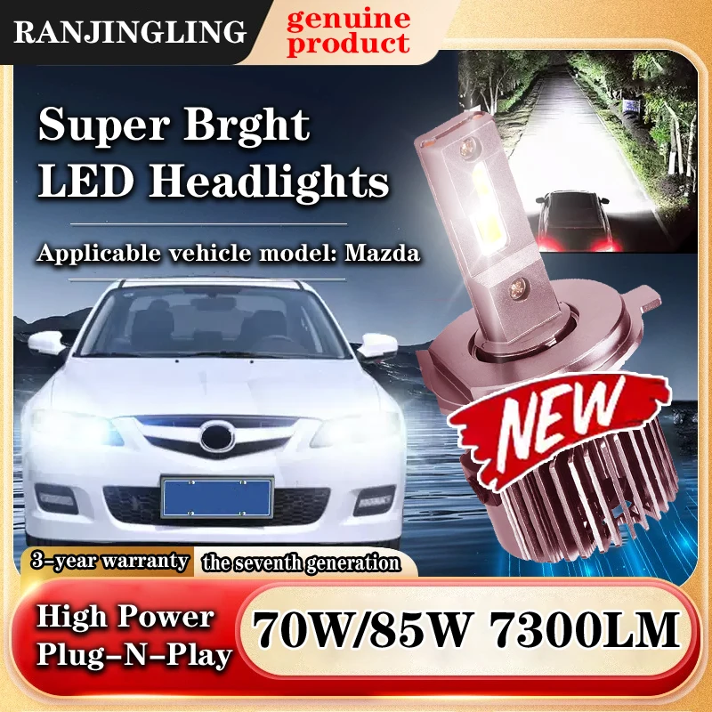 

RANJINGLING LED Laser Headlights Seventh Generation 70W/85W White Light Silent Applicable to Mazda Automotive Headlight Bulbs