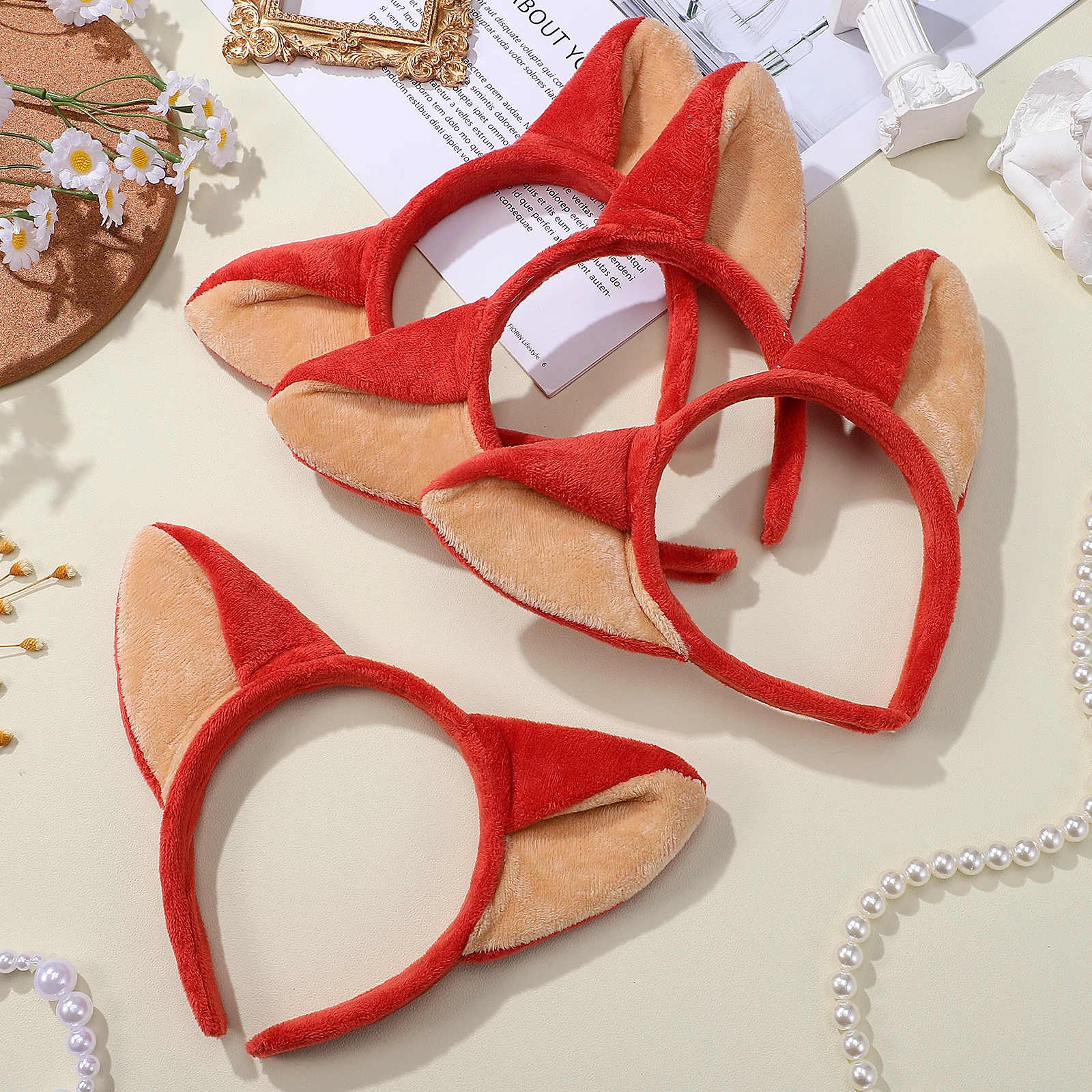 

4pcs Fox Ears Headband Girls Accessories Halloween Party Hair Hoop Women Costume Props Carnival Performance