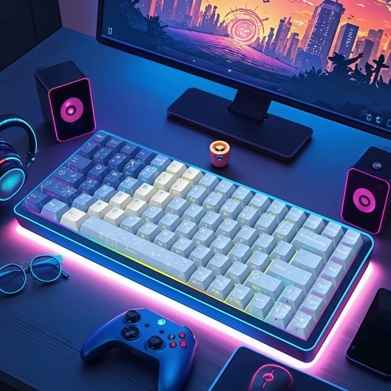 

Snow Girl Side Carving Keycap Transparent Cherry Height PBT Material Five Sided Heat Sublimation 129 Keys Russian German French