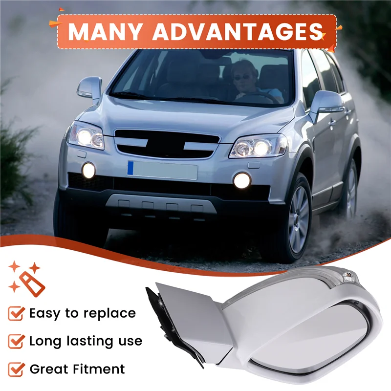 ل كابتيفا 2008-2017 باب الجناح مرآة الجانب مرآة الرؤية الخلفية الجمعية 6 دبابيس التدفئة + LED الأبيض 96818101 اليسار