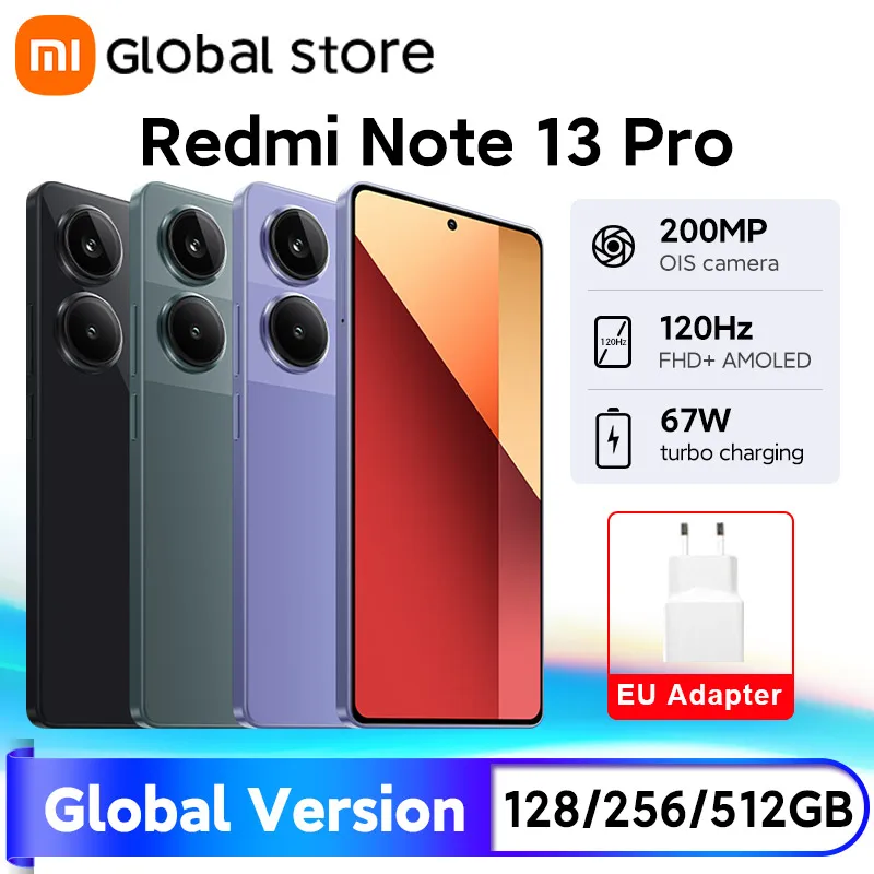 Новая глобальная версия смартфона Xiaomi Redmi Note 13 Pro 4G MTK Helio G99-Ultra 6,67 дюйма AMOLED-дисплей 67 Вт с турбо-зарядкой и 5000 мАч