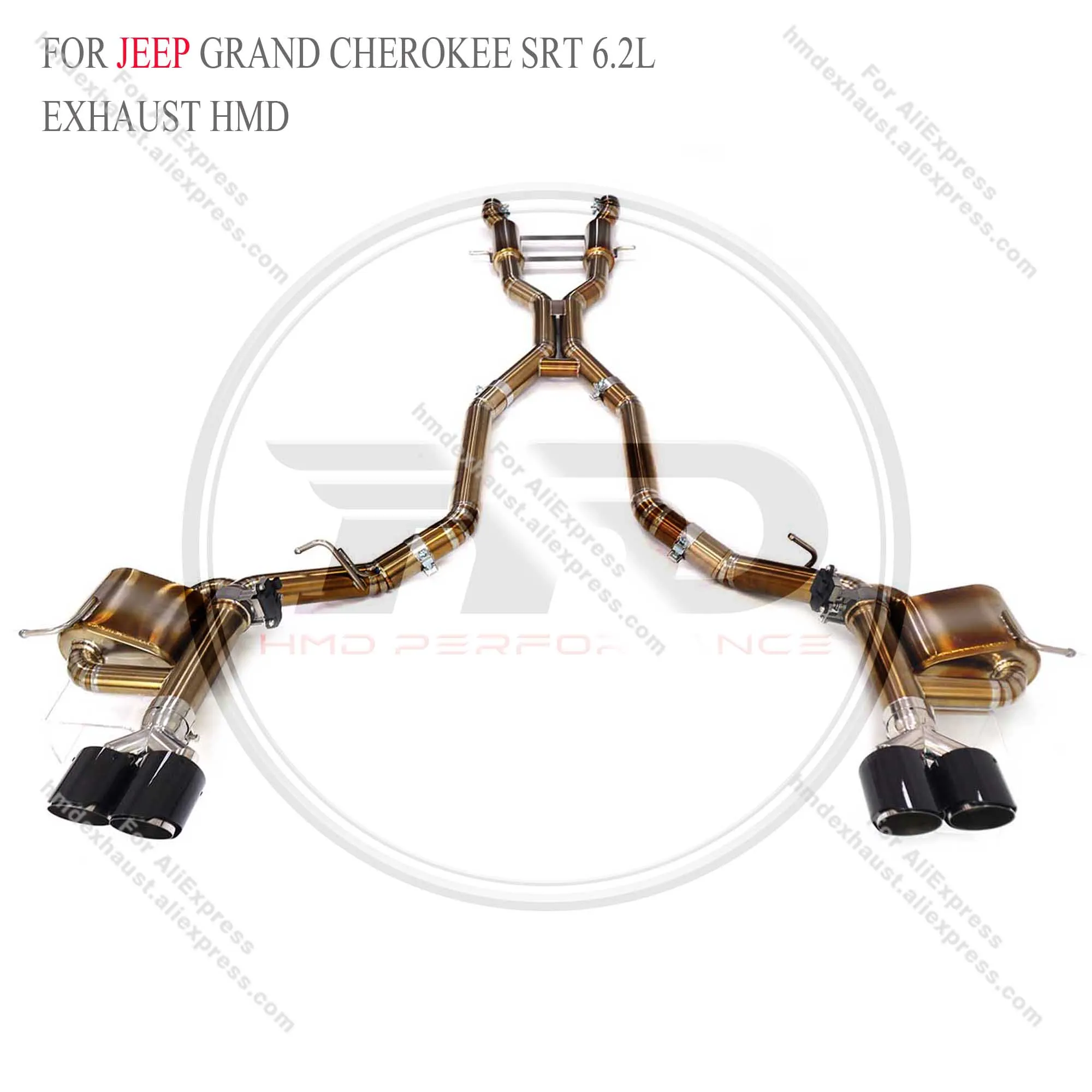 HMD Exhaust System catback With Valve for Jeep Grand Cherokee SRT 6.2L Titanium Alloy Material High Flow gold