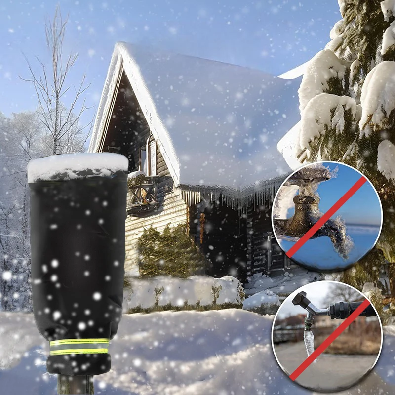 1pc Winter Faucet Freeze Protection Cover Anti-Icing Insulation Bag Outdoor Pipe Heat Shield Oxford Fabric Thermal Sleeve
