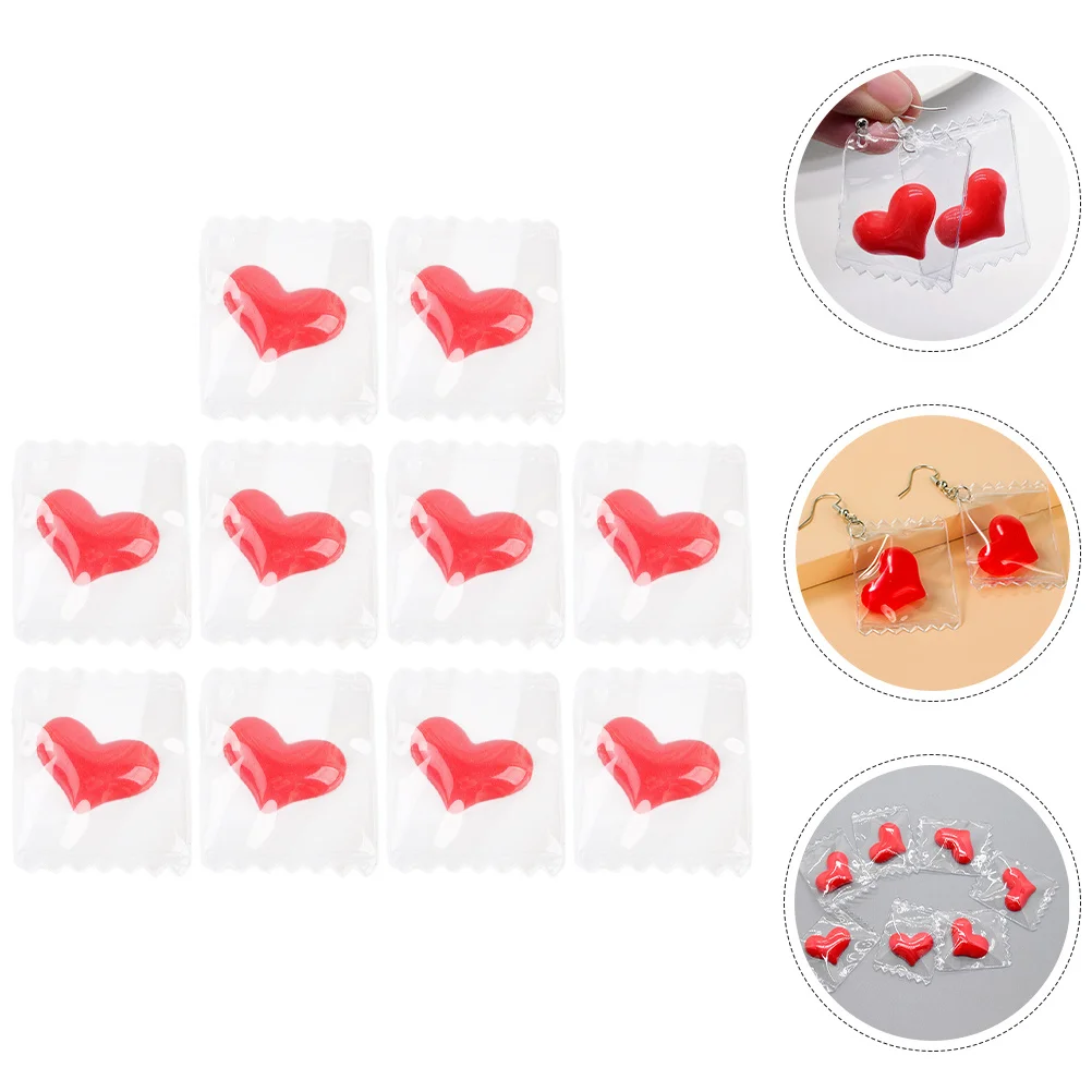 

10Pcs DIY Transparent Heart Pendant Charms for Jewelry Making Necklace Earrings Keychain Accessories Heart Charms