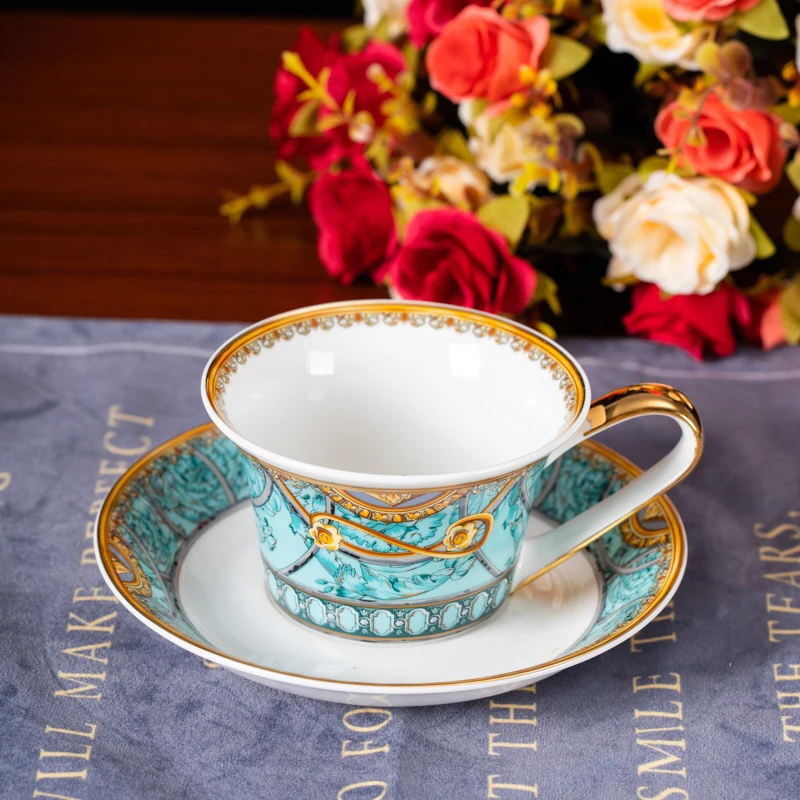 Ceramic tableware set, American style plate, pink coffee cups and saucers, Palace fashion, dining set, home and restaurant use