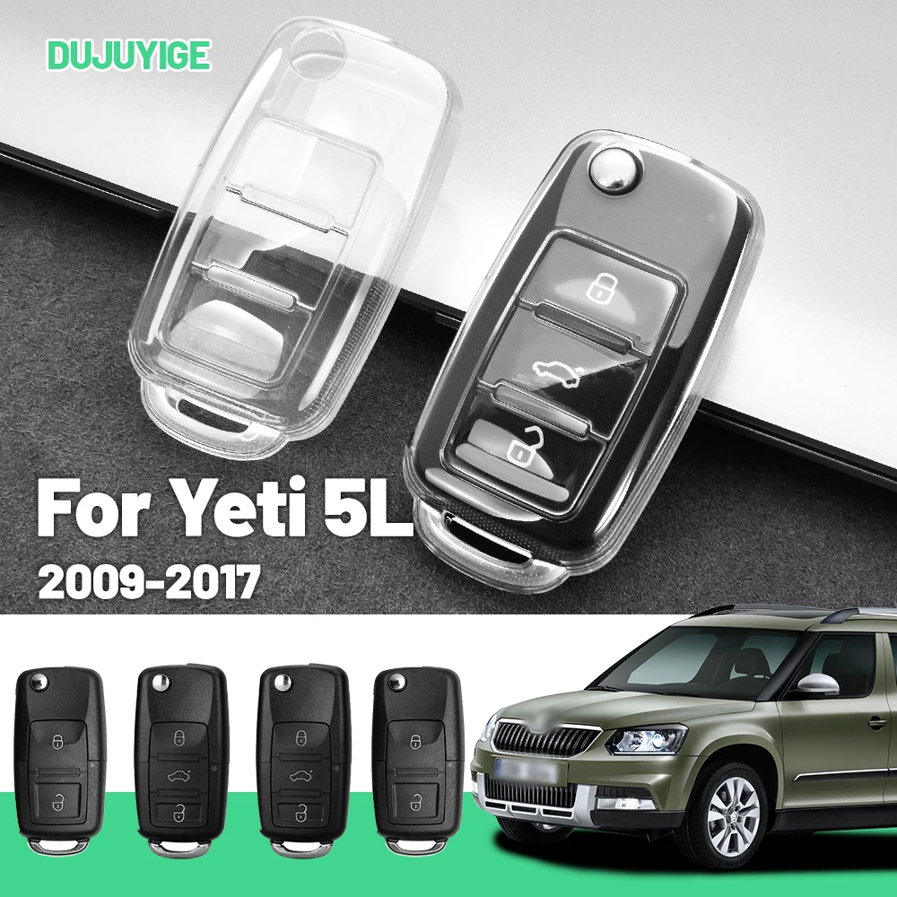 

Прозрачный чехол для автомобильного ключа из ТПУ для Skoda Yeti 5L 2009-2017, защитный чехол для брелока, автоаксессуары 2010 2011 2012 2013 2014 2015