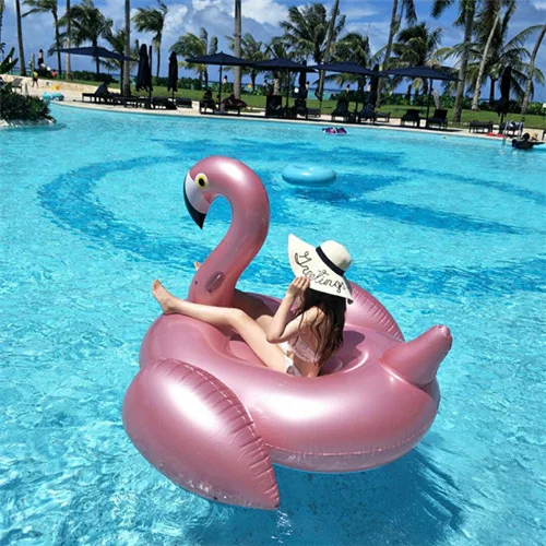 Neue Verdickt Rose Gold Flamingo Schwimm Ablauf auf Aufblasbare Spielzeug Rosa Flamingo Schwimm Reihe Schwimmen Ring Aufblasbare Spielzeug