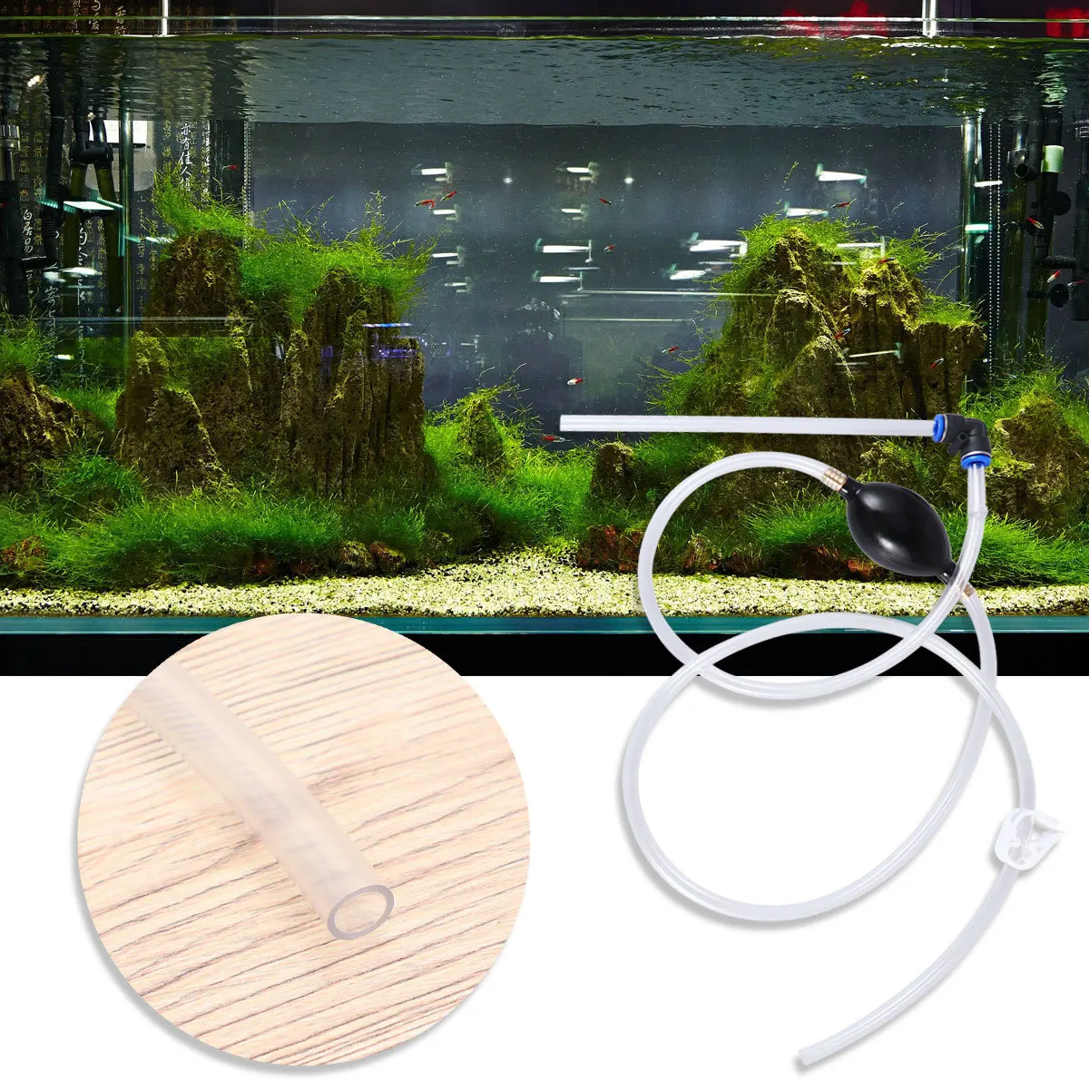 

25Cm Fish Tank Water Changer Aquarium Cleaner Siphon Pump Gravel Water Controller Random Color For Pet Aquarium
