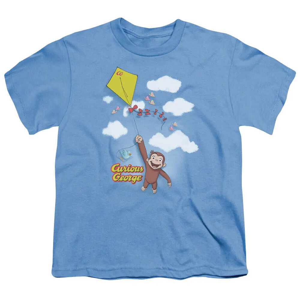 Curious George Flight Kids Youth T Shirt Licensed Cartoon Carolina Blue