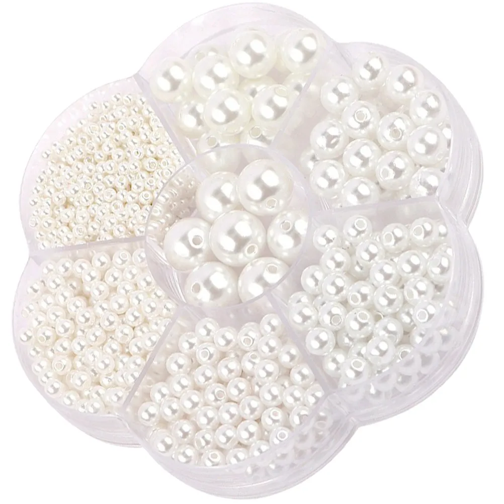 

1 коробка имитационных жемчужных бусин из АБС-пластика для самостоятельного изготовления украшений, ожерелий, браслетов, круглых бусин из искусственного жемчуга для создания украшений
