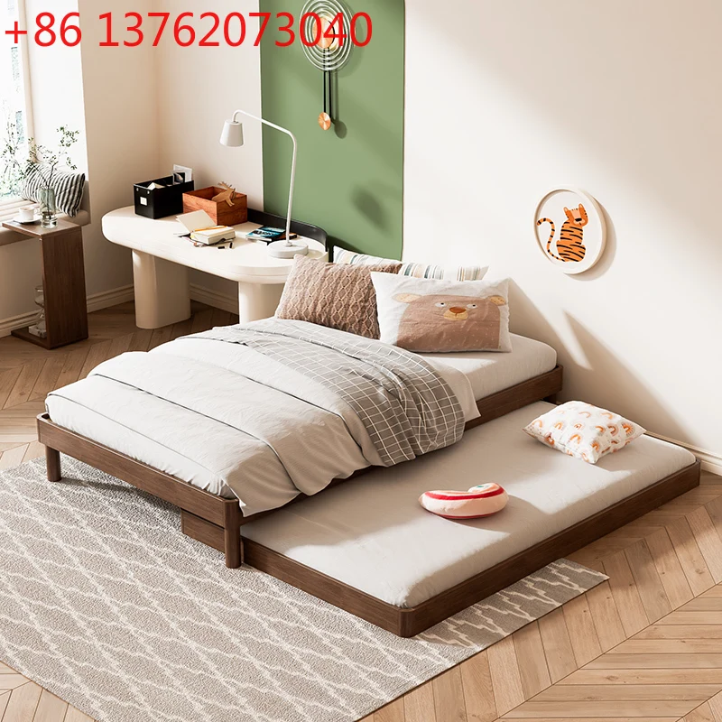 

Solid wood Montessori children's bed, Japanese-style floor bed, floor-to-ceiling tatami, single floor pull-out