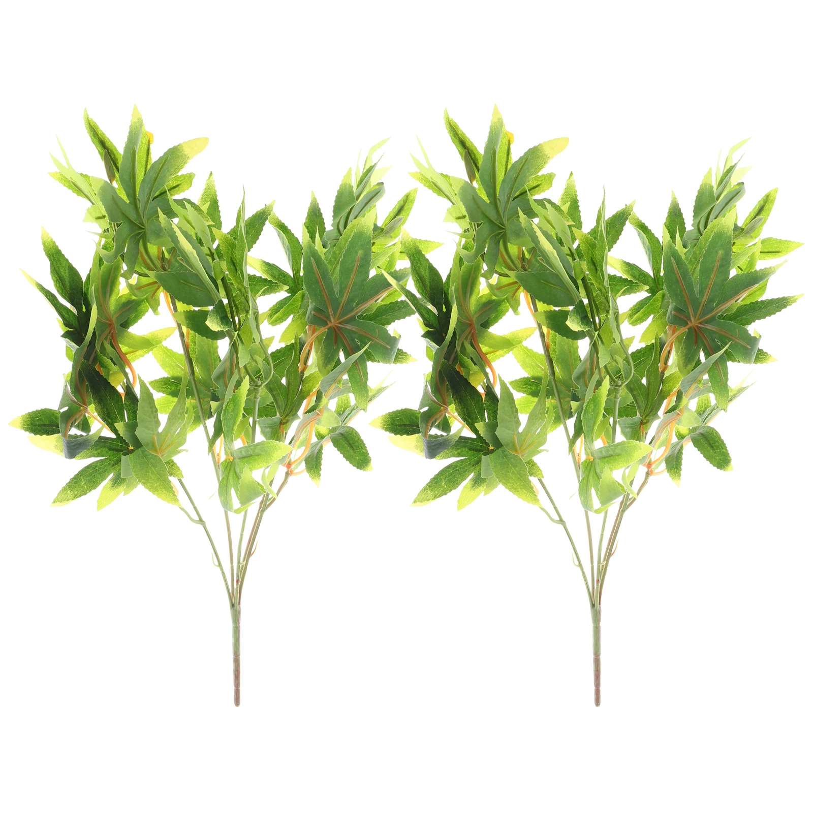 

2 Pcs Simulated Maple Plant Autumn Leaves Decor Faux Outdoor Plants Flowers Fake Home Accessories