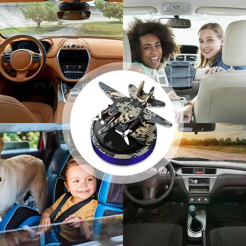 Solar Powered Car Diffuser Aircraft Car Air Fresheners For Purifying Odor Rotating Solar Powered Car Aromatherapy Car Decoration