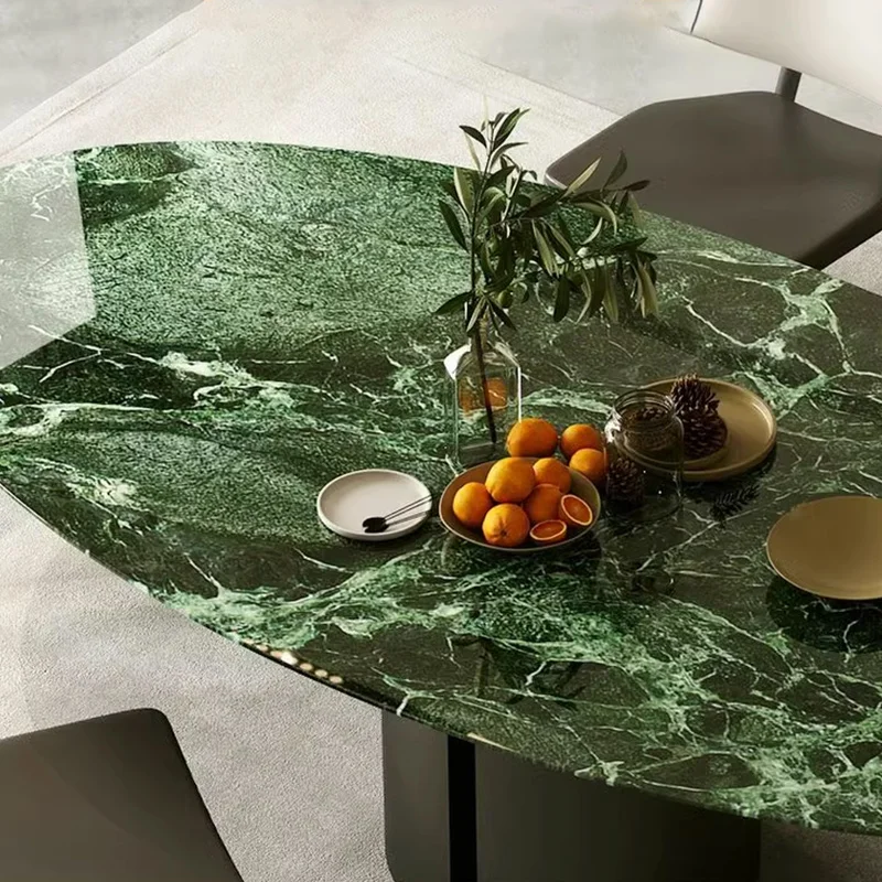 Marble dining table villa oval home Prada green dining table master design and customization